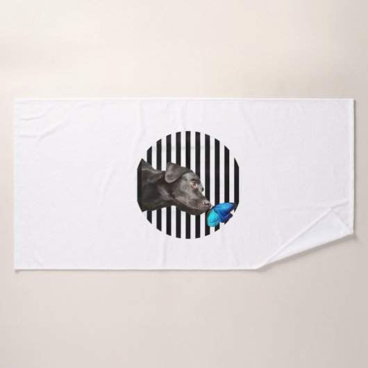 Grappig zwart labrador retriever lab hond eigenaar badhanddoek (Badhanddoek)