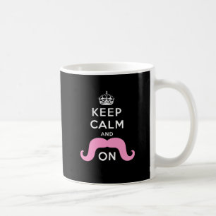 Grappig zwart, roze kalm en snor aan koffiemok