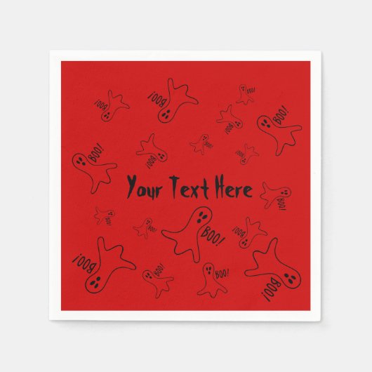 Grappig zwart spook schreeuwen boe voor halloween servetten (Voorkant)