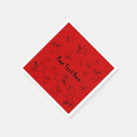 Grappig zwart spook schreeuwen boe voor halloween servetten (Hoek)