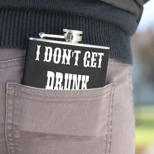 Grappig Zwart Wit Drink Quote Vetgedrukte tekst Heupfles (Voorbeeld)