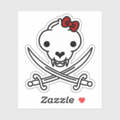 Grappig zwart wit jolly Kat piraat schedel Botten Sticker (Vel)