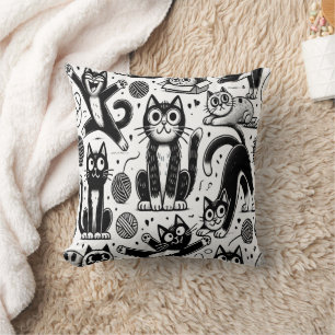 Grappig zwart-wit kattenpatroon Decoratieve Pillo Kussen