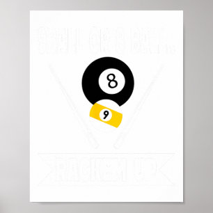 Grappig zwembad 9 bal of 8 bal rackem up biljart - poster