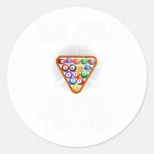 Grappig zwembad speler ontwerp voor mannen vrouwen ronde sticker