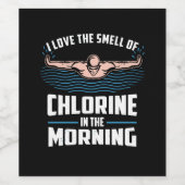 Grappig zwemmen - ik hou van het geel van chloor wijn etiket (Enkel label)