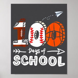 Grappige 100e Honkbal Voetbal Dag Basketbal School Poster