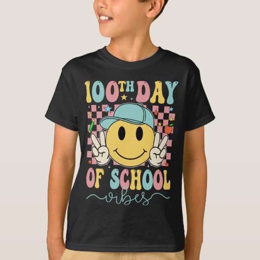 Grappige 100e schooldag vibes t-shirt (Voorkant)