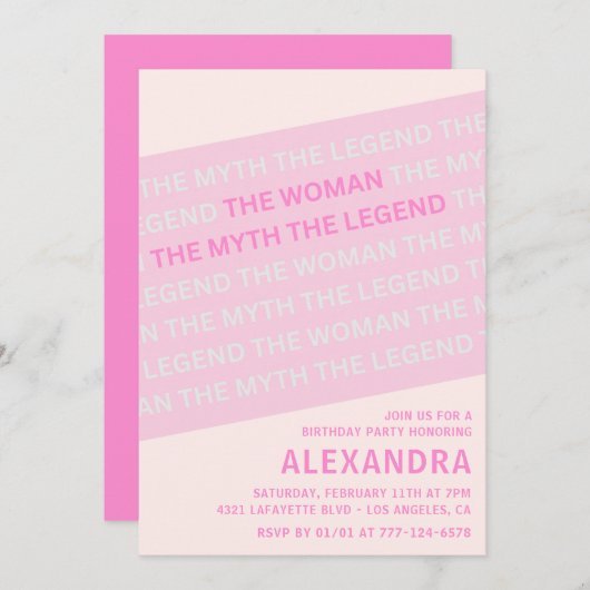 Grappige 100ste verjaardag uitnodigingen Vrouw Myt (Voorkant / Achterkant)