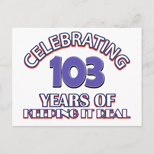 Grappige 103e verjaardag design briefkaart (Voorkant)