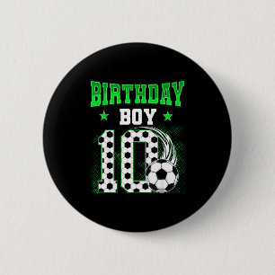 Grappige 10e verjaardag jongen voetbal thema feest ronde button 5,7 cm