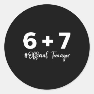 Grappige 13e verjaardag tiener 6+7 jaar oude jonge ronde sticker
