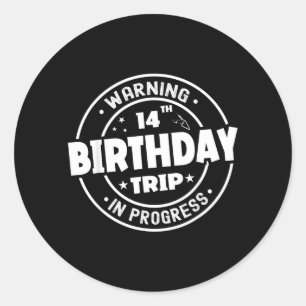 Grappige 14 Jaar Oude Waarschuwing 14e Verjaardag Ronde Sticker