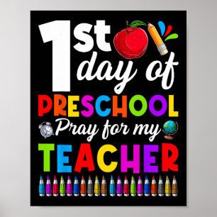 Grappige 1e Dag Van De Peuterspeelzaal Bid Voor Mi Poster