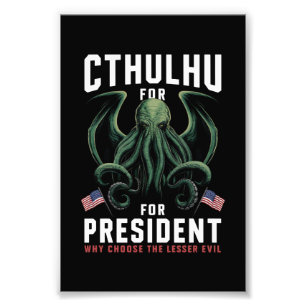 Grappige 2024 Verkiezingen Cthulhu voor President Foto Afdruk