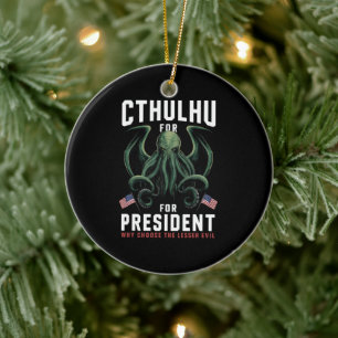 Grappige 2024 Verkiezingen Cthulhu voor President Keramisch Ornament