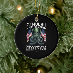 Grappige 2024 Verkiezingen Cthulhu Voor President Keramisch Ornament