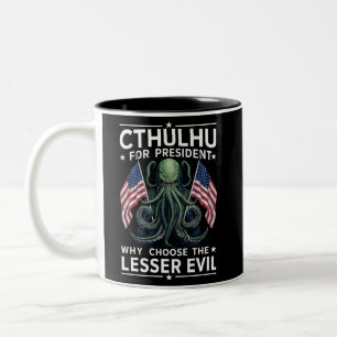 Grappige 2024 Verkiezingen Cthulhu Voor President  Tweekleurige Koffiemok