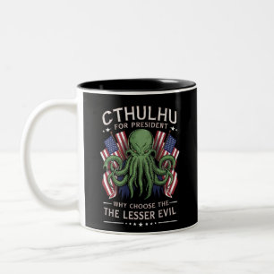 Grappige 2024 Verkiezingen Cthulhu voor President Tweekleurige Koffiemok