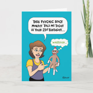 Grappige 21e verjaardag sok aap kaart