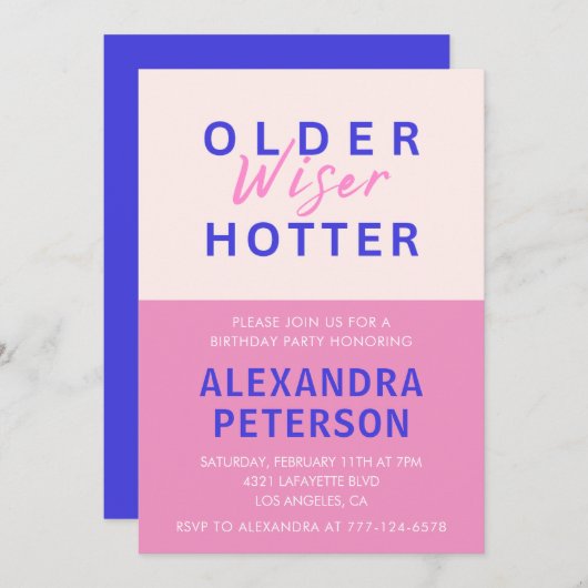 Grappige 24e verjaardag uitnodigingen Oudere Wiser (Voorkant / Achterkant)