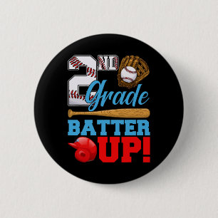 Grappige 2e klas Batter Up honkbal eerste schoolda Ronde Button 5,7 Cm