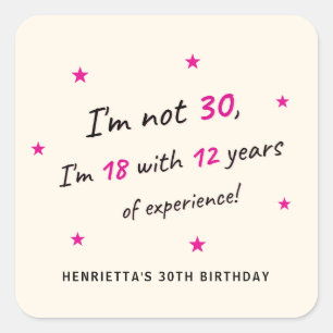 Grappige 30e Verjaardag Humor Roze Ster Sticker