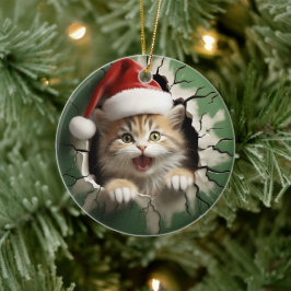 Grappige 3D kat Keramisch Ornament