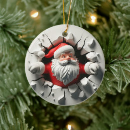 Grappige 3d Kerstman Keramisch Ornament