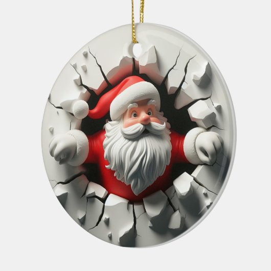 Grappige 3d Kerstman Keramisch Ornament (Links)