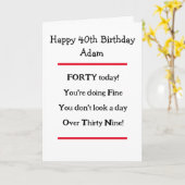 Grappige 40e Verjaardagsvers Verjaardags Kaart (Gele Bloem)