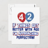 Grappige 42e jaar oude verjaardag design briefkaart (Voorkant / Achterkant)
