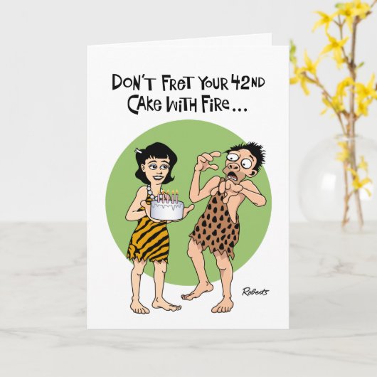 Grappige 42e verjaardag kaart (Gele Bloem)