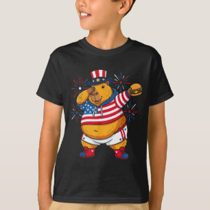 Grappige 4 juli capybara VS-vlag patriottisch T-shirt