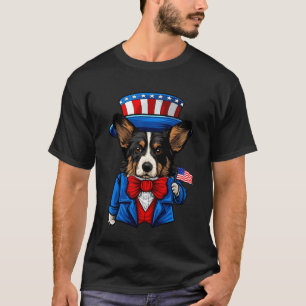 Grappige 4 juli Cardigan Welsh Corgi Amerikaanse H T-shirt