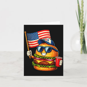 Grappige 4 juli hamburger patriottische usa vlag b kaart