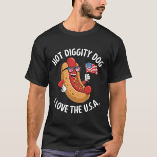 Grappige 4 juli hotdog patriottische USA vlag cele T-shirt