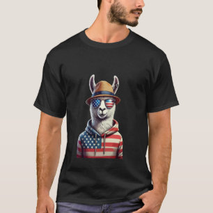 Grappige 4 juli Lama Grappig Patriottische Amerika T-shirt