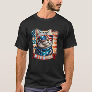 Grappige 4 juli Meowica Patriottische Amerikaanse T-shirt