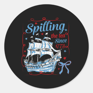 Grappige 4 juli thee morsen sinds 1773 Coqu Ronde Sticker