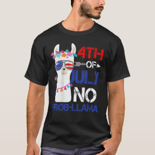 Grappige 4 juli vrouwen geen probleem lama Amerika T-shirt