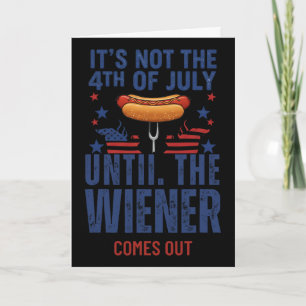 Grappige 4 juli Wiener komt naar buiten Hotdog Man Kaart