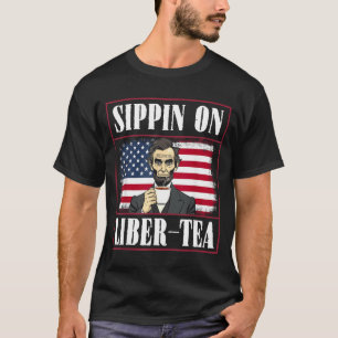 Grappige 4e Juli Slurpende Liber-Tea Vrijheid T-shirt