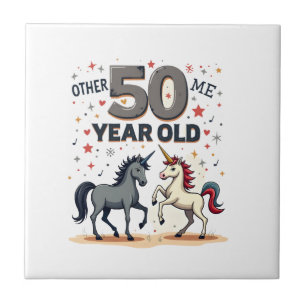 Grappige 50e verjaardag Eenhoorn Paard Vintage Gra Tegeltje