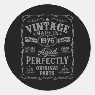 Grappige 50e verjaardag mannen vintage geboren in ronde sticker