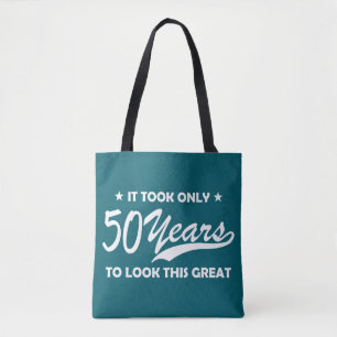Grappige 50e verjaardag Retro typografie Draagtas