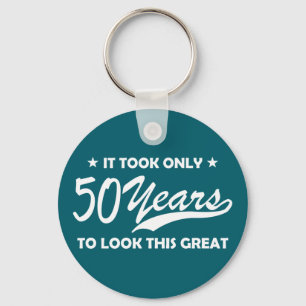 Grappige 50e verjaardag Retro typografie Sleutelhanger
