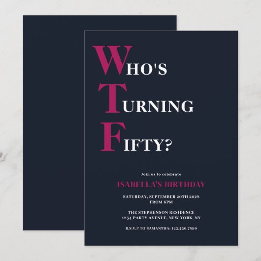 Grappige 50e verjaardag WTF Humoristische Marine B Kaart (Voorkant / Achterkant)