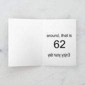Grappige 62e verjaardag wens kaart (Binnen)