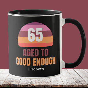Grappige 65e verjaardag mok vintage zonsondergang 